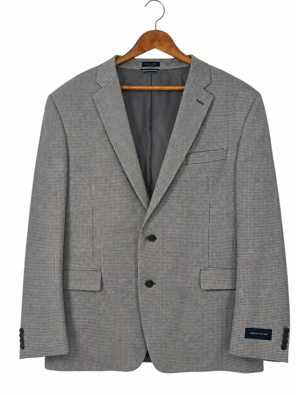 NWOT Tommy Hilfiger Gray Micro Houndstooth Plaid Two-Button Sport Coat Size 50 R